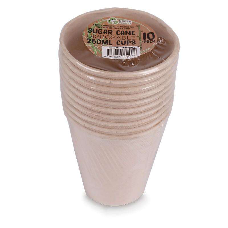 Sugar Cane Disposable Cups 260mL Pack 10 product photo - Price Busters Variety