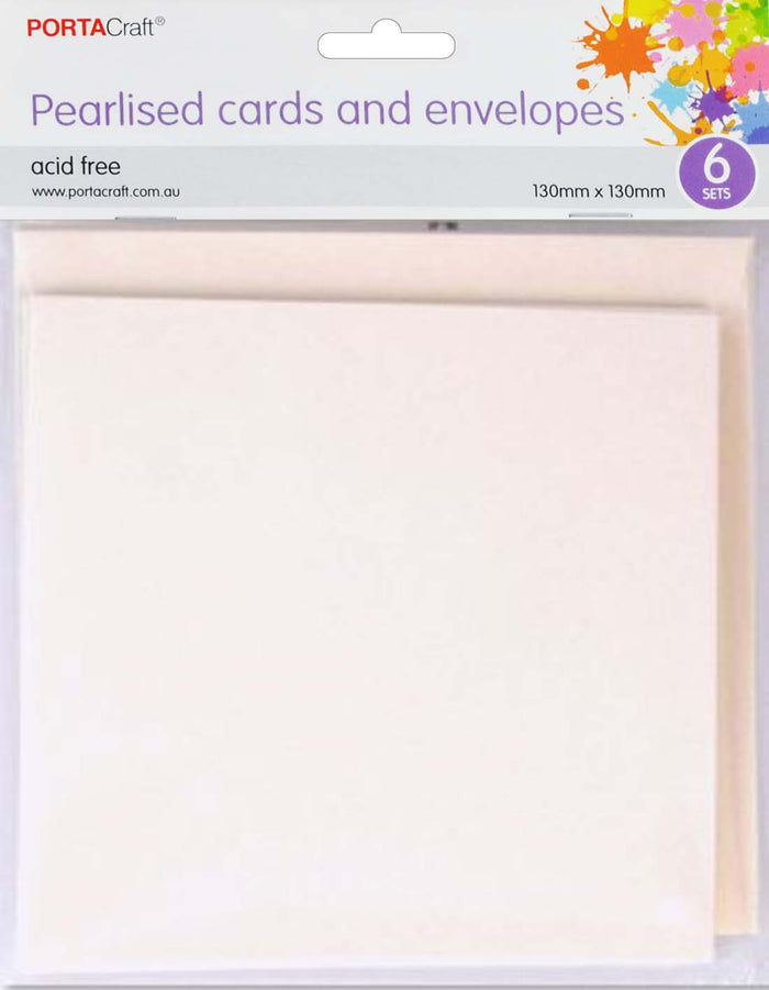 Pearlise Card & Env Sq 13Cm 250Gsm 6 Pack 03 White paper craft product photo