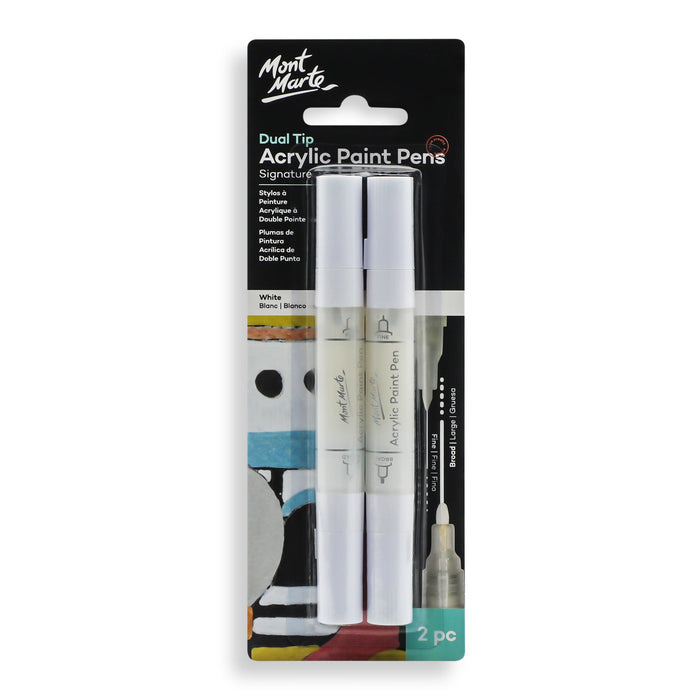 Mont Marte Acrylic Paint Pens Dual Tip - White