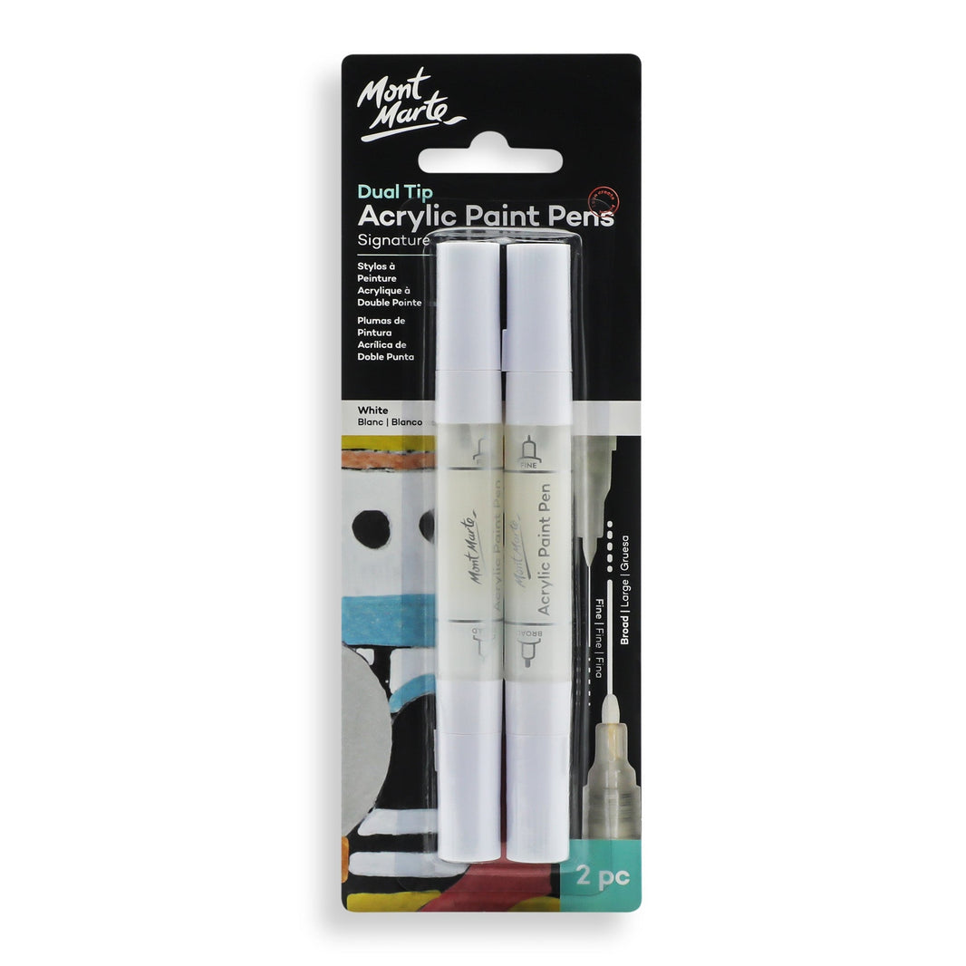 Mont Marte Acrylic Paint Pens Dual Tip - White