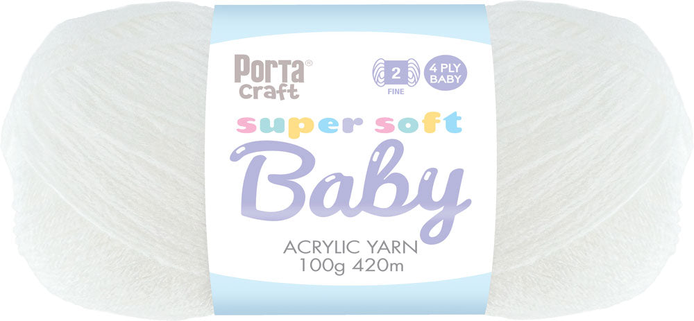 Super Soft Baby Acrylic Yarn 420m 4ply 02 White yarn product photo