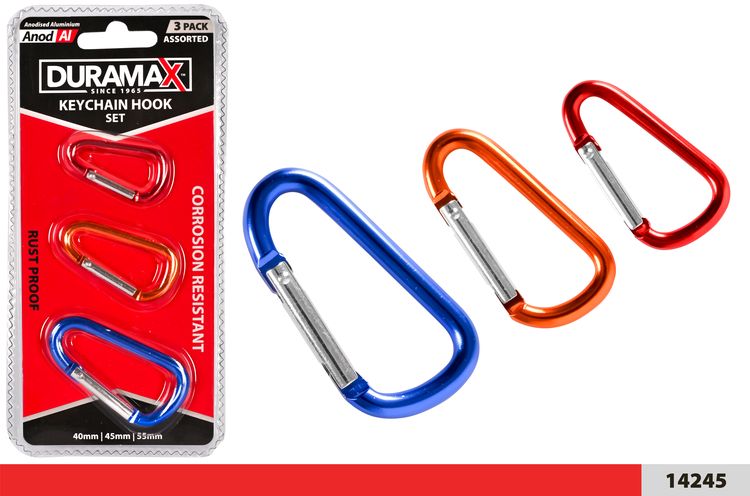 3 Piece Aluminium Keychain Hooks 3 Sizes