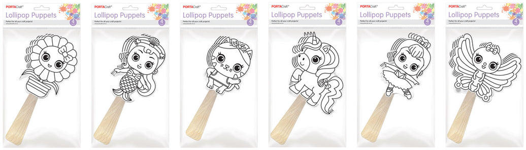Cardstock Lollipop Puppets 6 Assorted Girls A paper craft product photo