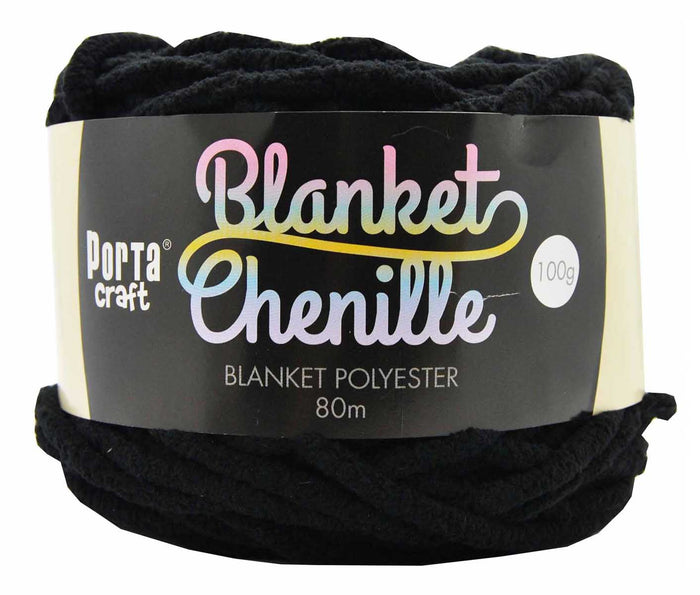 Chenille Blanket Yarn 100g 80m Solid 05 Black yarn product photo