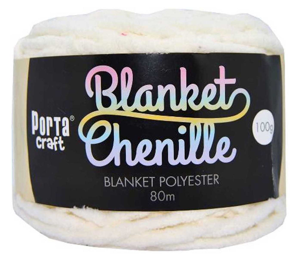 Chenille Blanket Yarn 100g 80m Solid 11 White yarn product photo