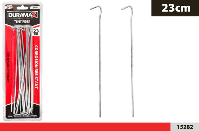 12 Piece Camping Tent Pegs - 23 cm Length