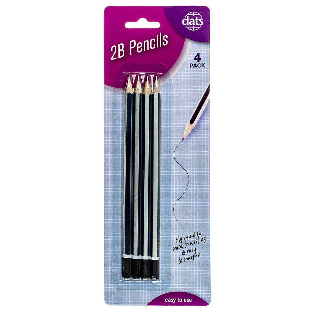 Pencil Blue & Silver Barrel 2B 4 Pack - Stationery product at Price Busters Variety