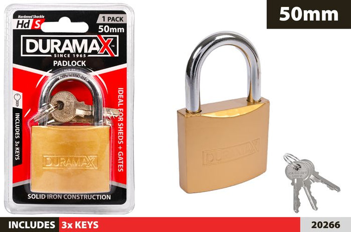 1 Piece Padlock Brass Plated - 50 mm