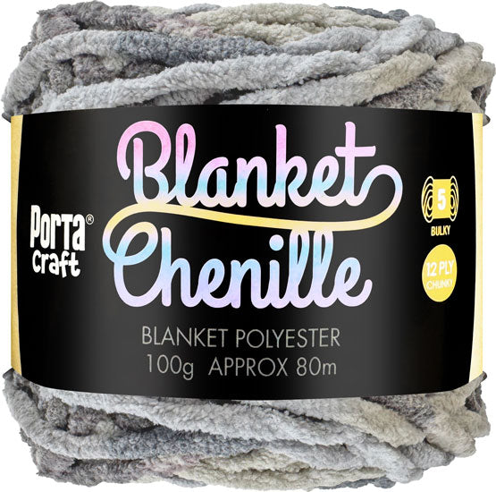 Chenille Blanket Yarn 100g 80m Multi Granite yarn product photo