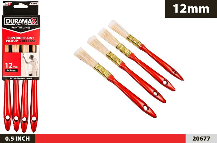 4 Piece Paint Brush Set / - 12 mm Width, 18.5 cm Height