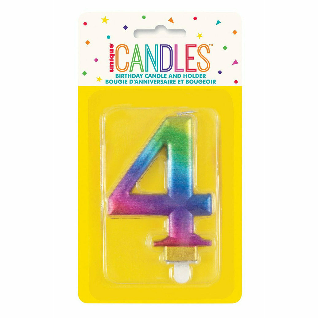 Met Rainbow B'Day Candle - Number 4