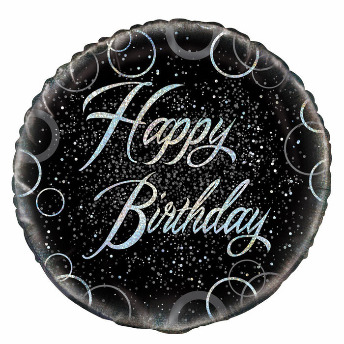 Foil Balloons - Black & Silver Happy Birthday - product image