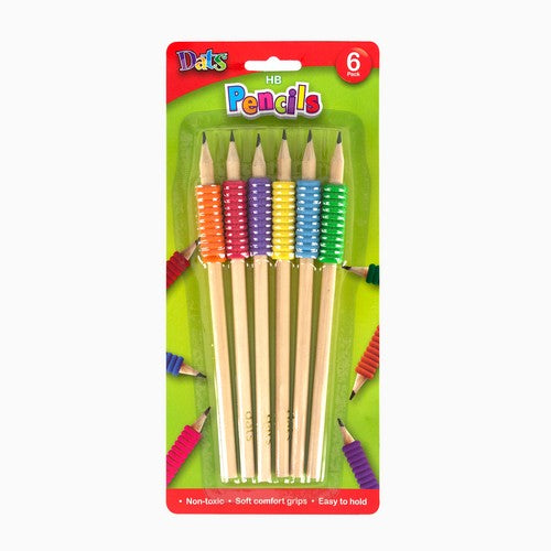 Pencil HB 6 Pack with Soft Comfort Grip - Stationery product at Price Busters Variety