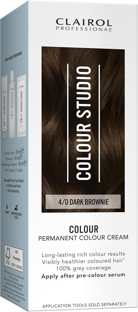 Clairol Professional Permanent Hair Cream Colour Studio 4/0 Dark Brownie