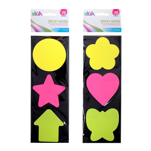Note Sticky Mixed Shapes Colours 25 Sheets X 3 Pads Total 75 Sheets - Stationery product at Price Busters Variety