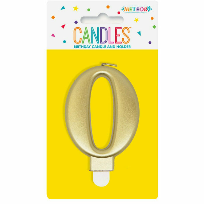 Metallic Gold Birthday Candle - Number 0 - product image