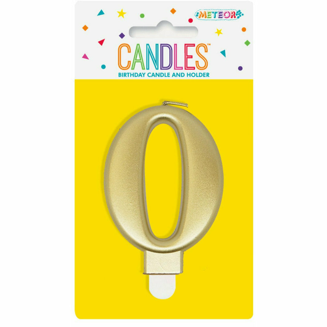 Metallic Gold Birthday Candle - Number 0 - product image