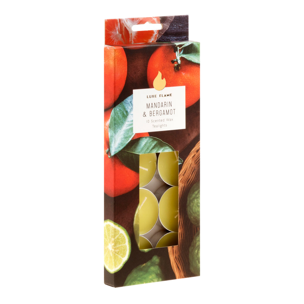 Mandarin & Bergamot Scented Tealights – 10 Pack, 4 Hour Burn