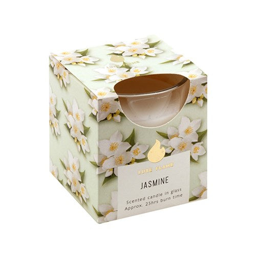 Jasmine Scented Glass Jar Candle – 25 Hour