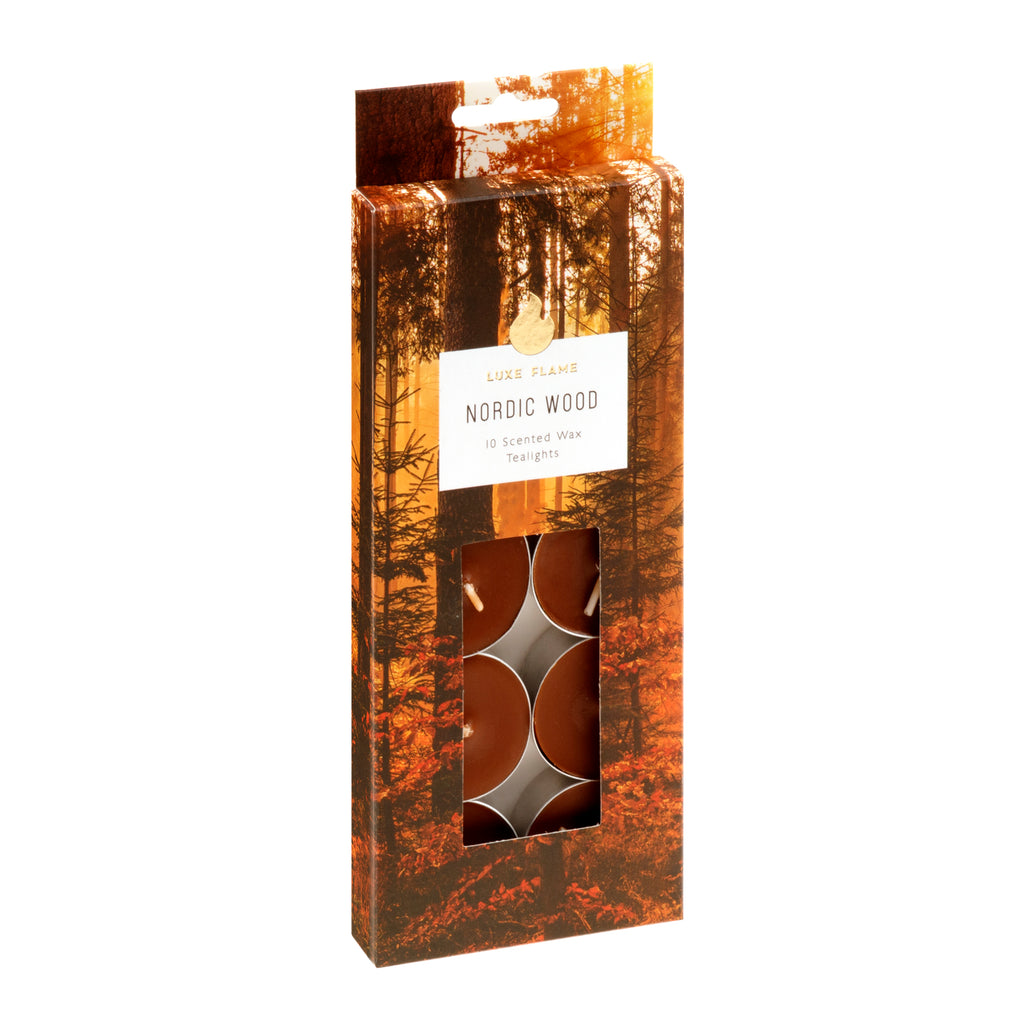 Nordic Wood Scented Tealights – 10 Pack, 4 Hour Burn