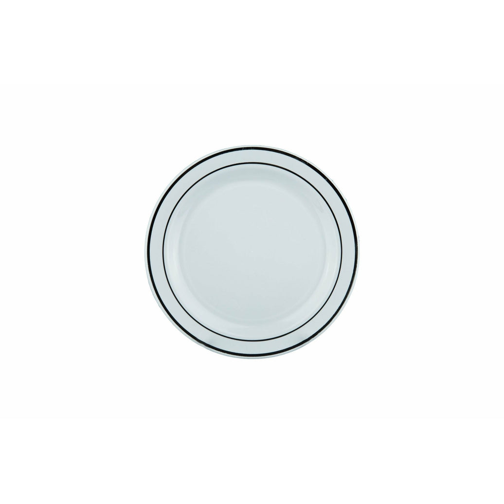 Deluxe Plate Silver Rim 19cm 6pk