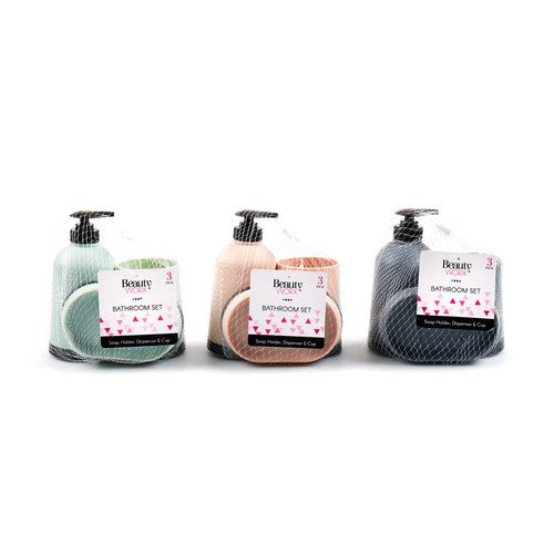 Bathroom Set Soap Holder & Dispenser & Cup Holder Assorted - Health & Beauty product at Price Busters Variety