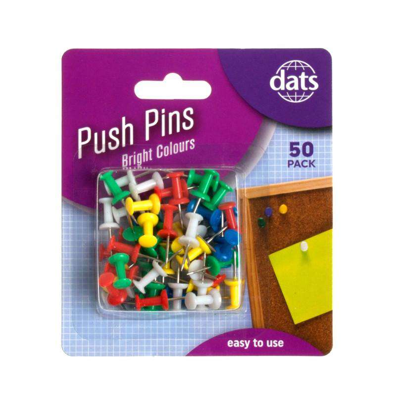 Pin Push Assorted Colours 50 Pack - Stationery product at Price Busters Variety