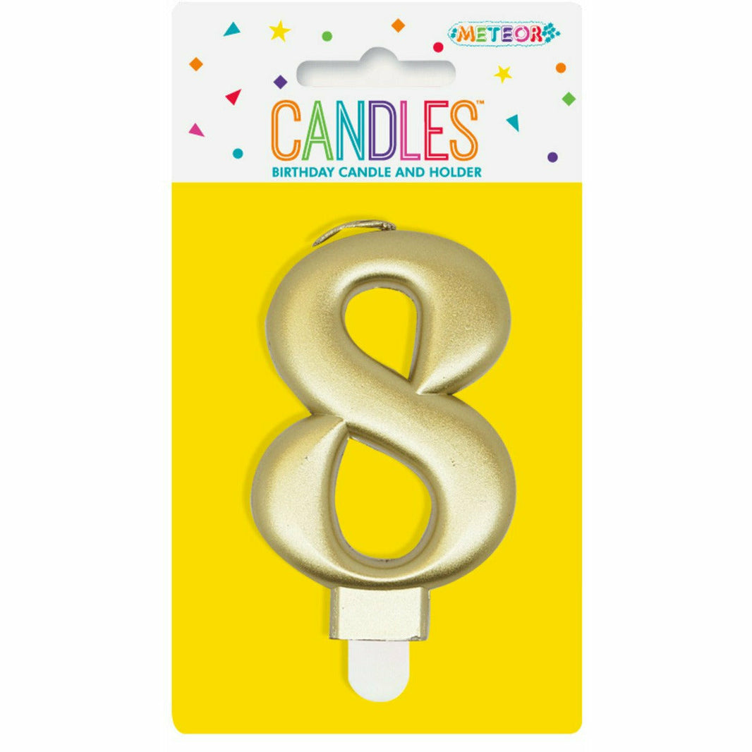 Metallic Gold Birthday Candle - Number 8 - product image