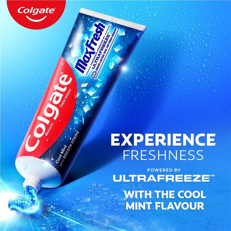Colgate 115G Toothpaste Max Fresh Ultra Freeze With Mini Breath Strips Clean Mint