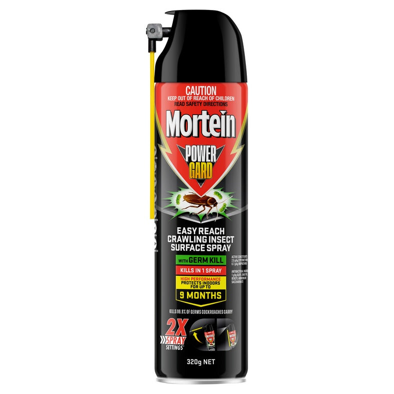 Mortein 250G Crawling Insect Surface Spray Power Guard 2X Spray Easy Reach