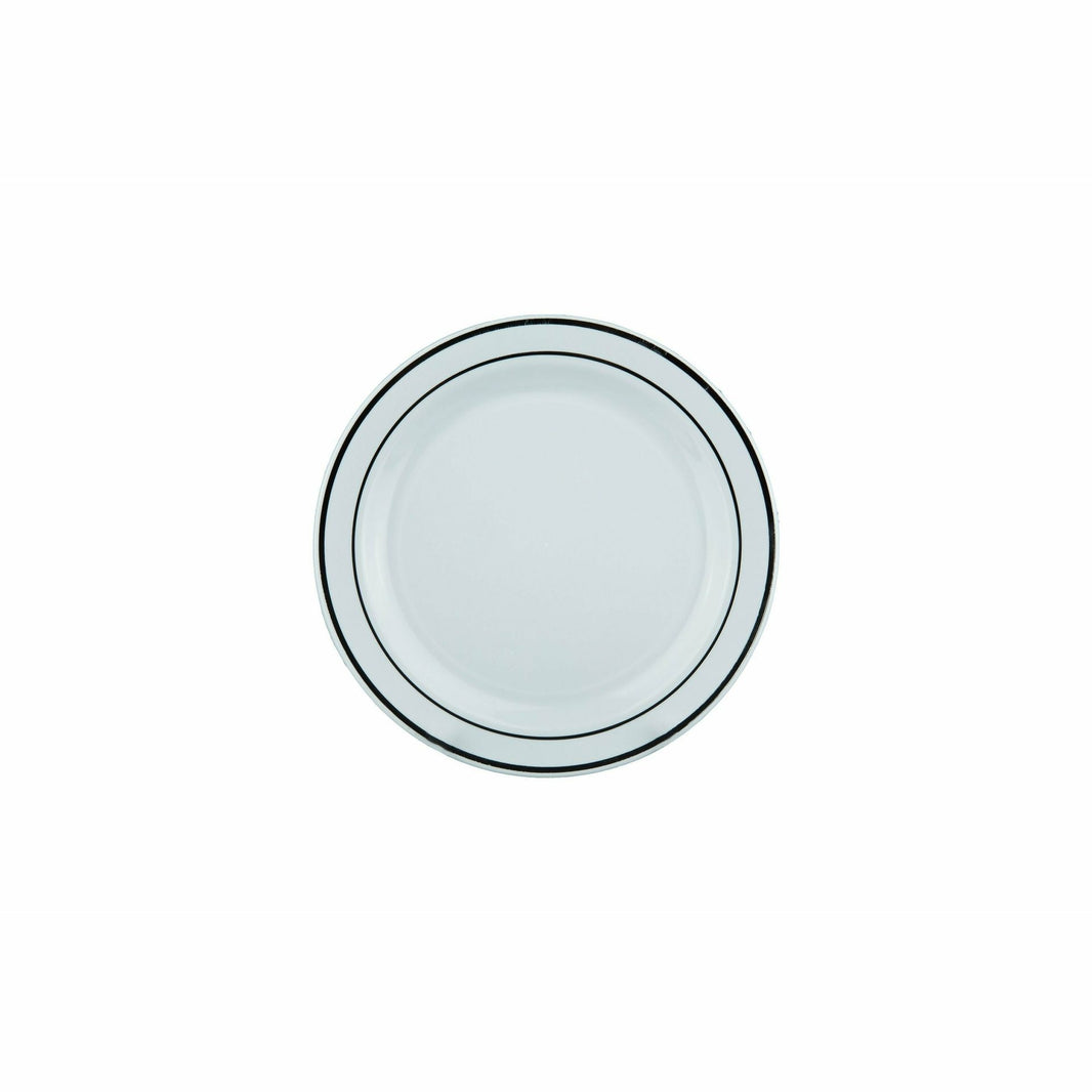 Deluxe Plate Silver Rim 19cm 6pk