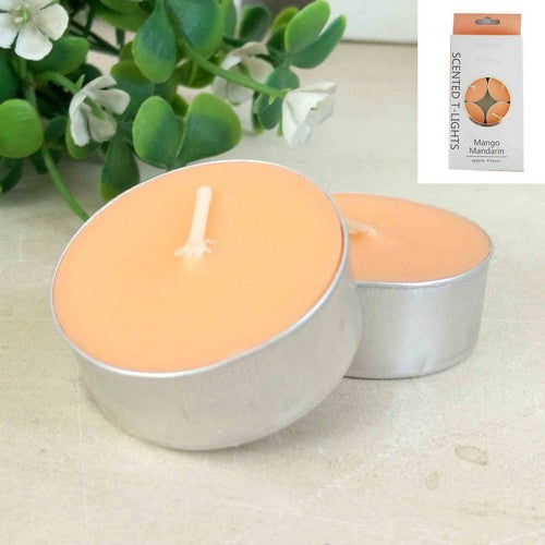 Mango & Mandarin Scented Tealight Candles, 8 Pack, 4 Hour Burn