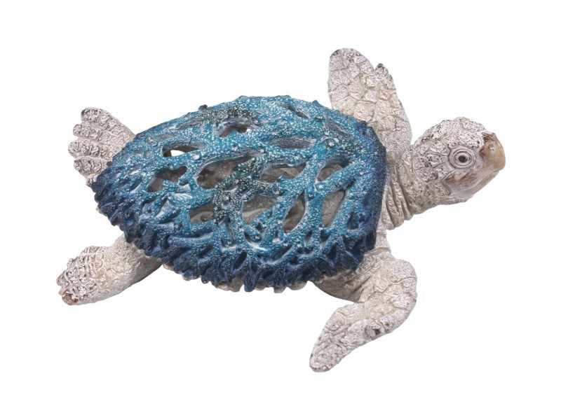 Blue Turtle with Coral Décor – 21cm
