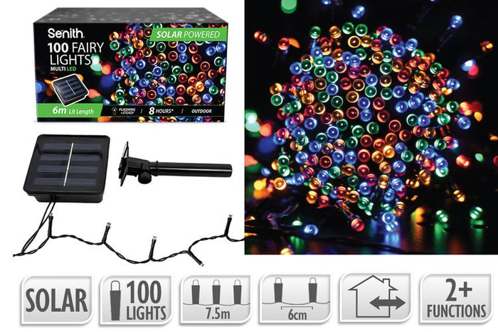 100LED Solar FairyLight 7.5m 2F Multi