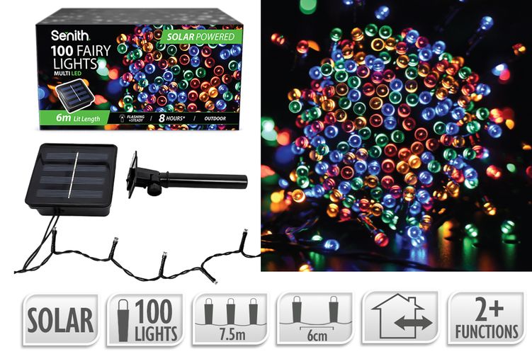 100LED Solar FairyLight 7.5m 2F Multi