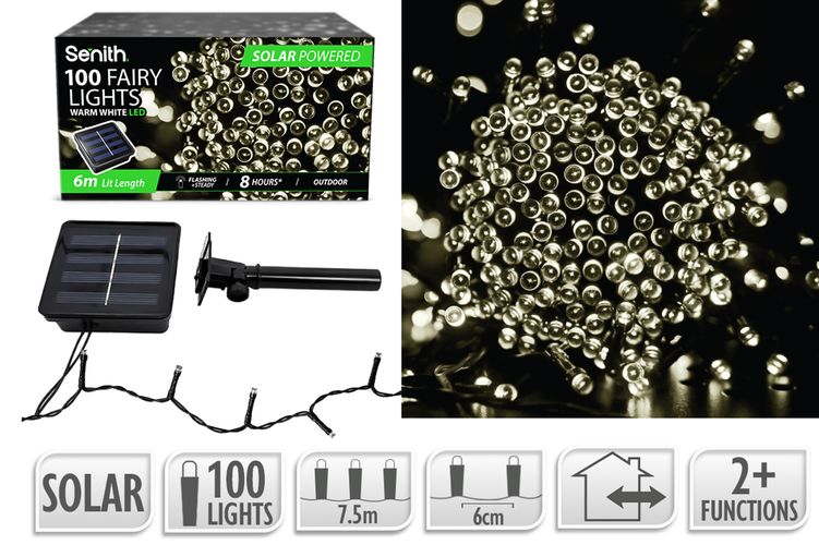 100LED Solar FairyLight 7.5m 2F W/White