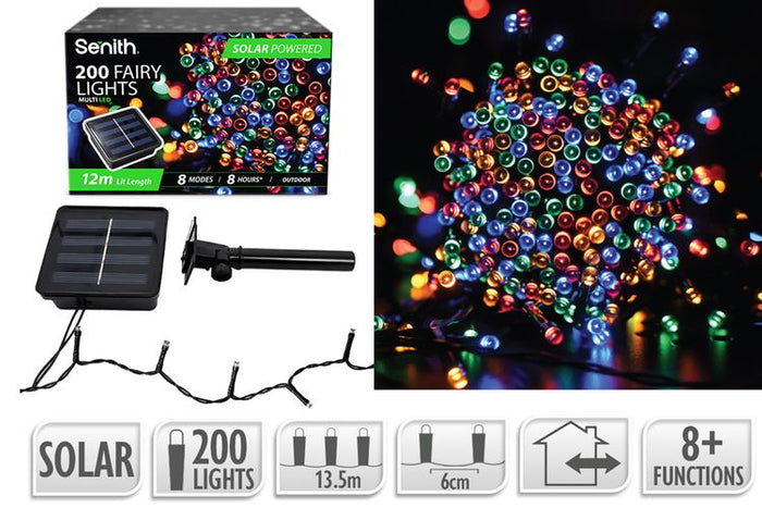 200LED Solar FairyLight 13.5m 8F Multi