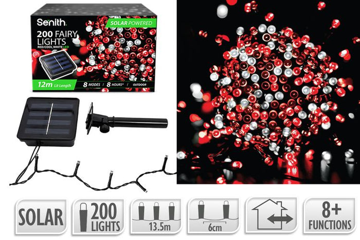 200LED Solar FairyLight 13.5m 8F R/Cwht