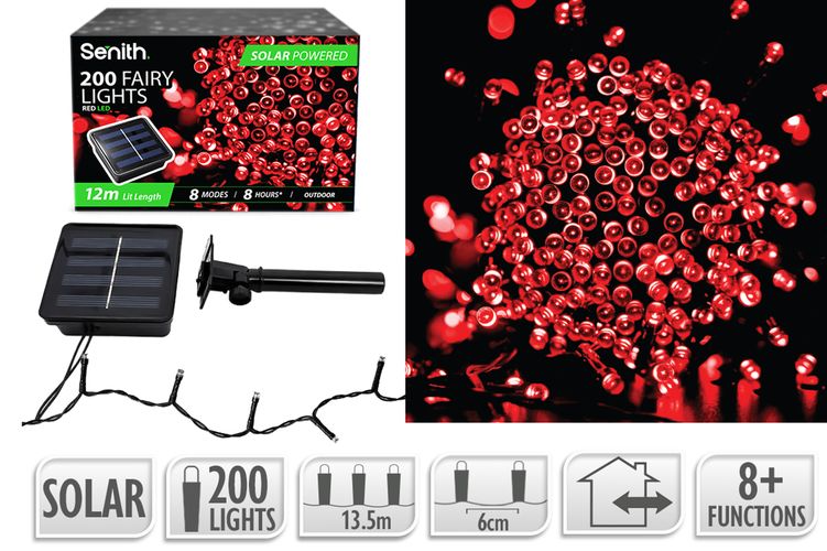 200LED Solar FairyLight 13.5m 8F Red