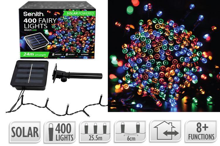 400LED Solar FairyLight 25.5m 8F Multi