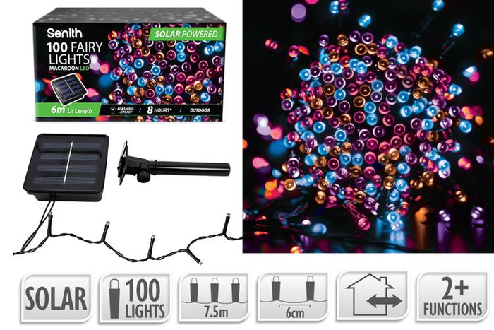 100LED Solar FairyLight 7.5m 2F Macaroon