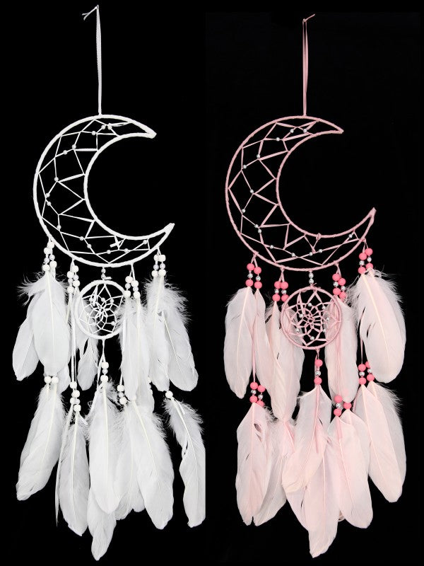 Pink/White Moon Dream Catcher 2 Assorted – 20cm