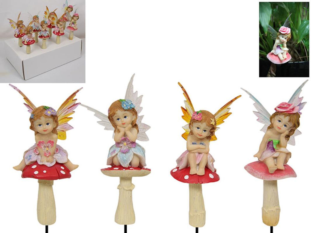 Fairy on Mushroom Garden Stake 4 Assorted – 23cm