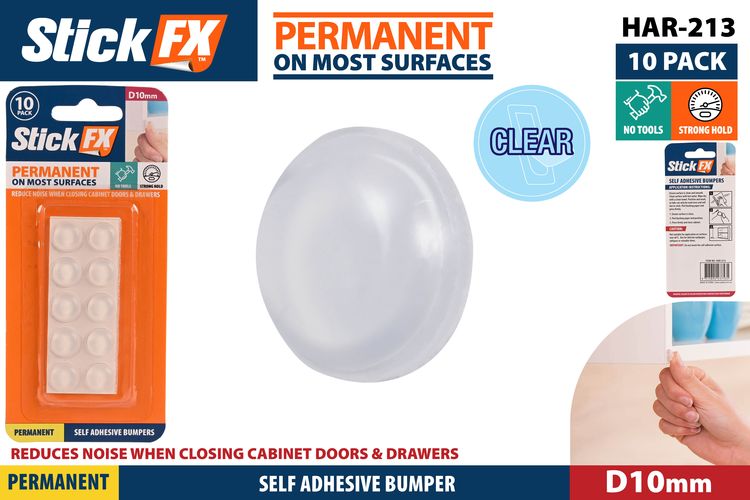 10 Piece Self Adhesive Clear Bumpers - 1 cm Diameter