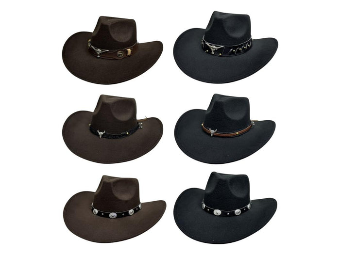 CowboyBlack/Brown Fashion Hat 6 Assorted