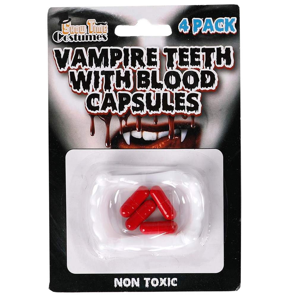 Vampire Teeth with Blood Capsules 4 Pack