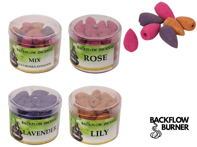 Backflow Incense Burner/Cones Tub 4 Assorted