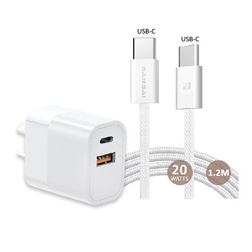 PD 20W Charger + USB - C to USB - C Cable - Price Busters Variety