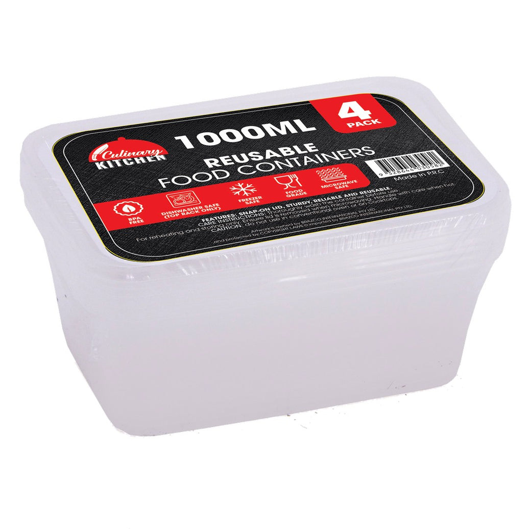 Reusable Rectangular 1000mL Pack 4 product photo - Price Busters Variety