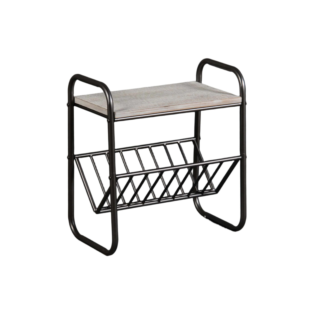 Metal magazine holder with MDF top
